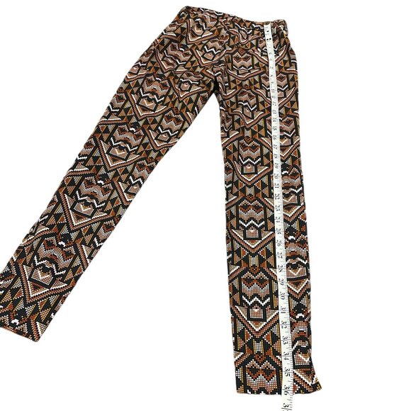 H&M Slim Fit Pants Sz 2 Aztec Tribal Side Zip Flat Front 1 Faux Back Pocket - Picture 11 of 14